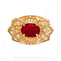 GS487 G/PL - 14 Karat Gold Slide with Garnet center and Pearl accents 